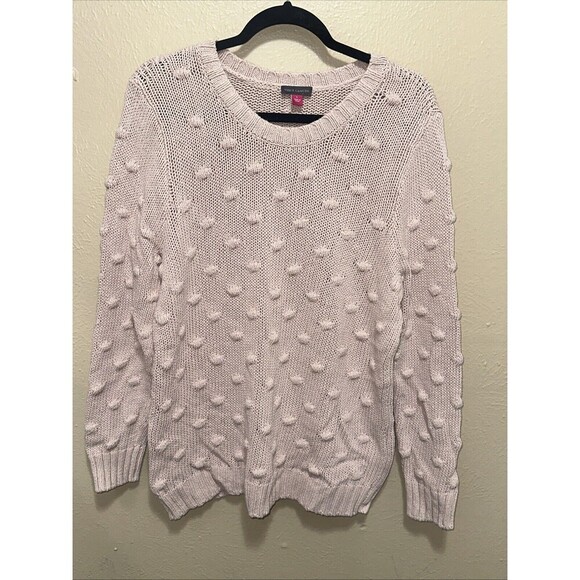 Vince Camuto Pink Popcorn Knit Sweater L | Cozy Textured‎ Crew Neck Pullover - Picture 1 of 6